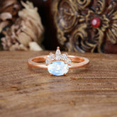 1 Carat Oval Cut Moonstone Anniversary Ring Puppy Paw Unique Ring